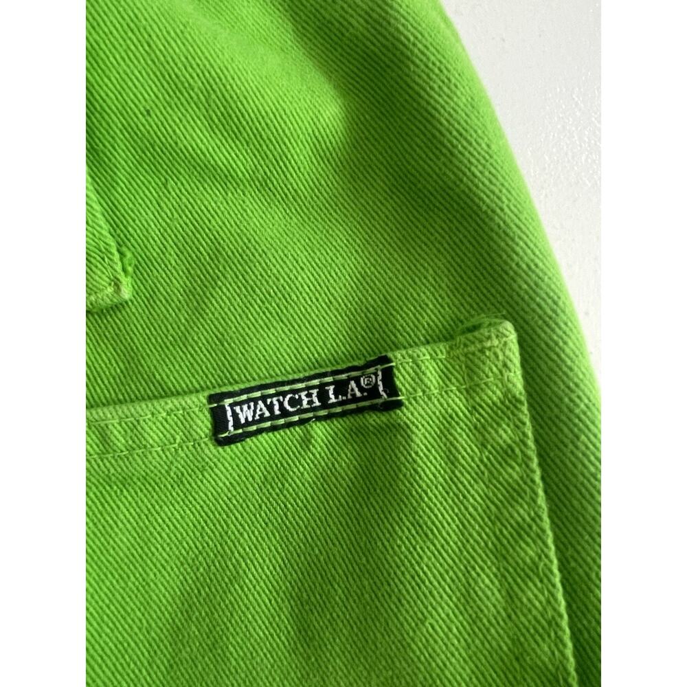 Vintage WATCH L.A. Overalls Womens XL Cotton Denim Jeans GREEN Bibs USA 90s - Picture 13 of 13